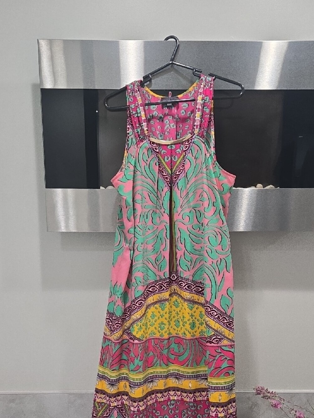 Hale Bob Pink, Green & Yellow Paisley Maxi Dress